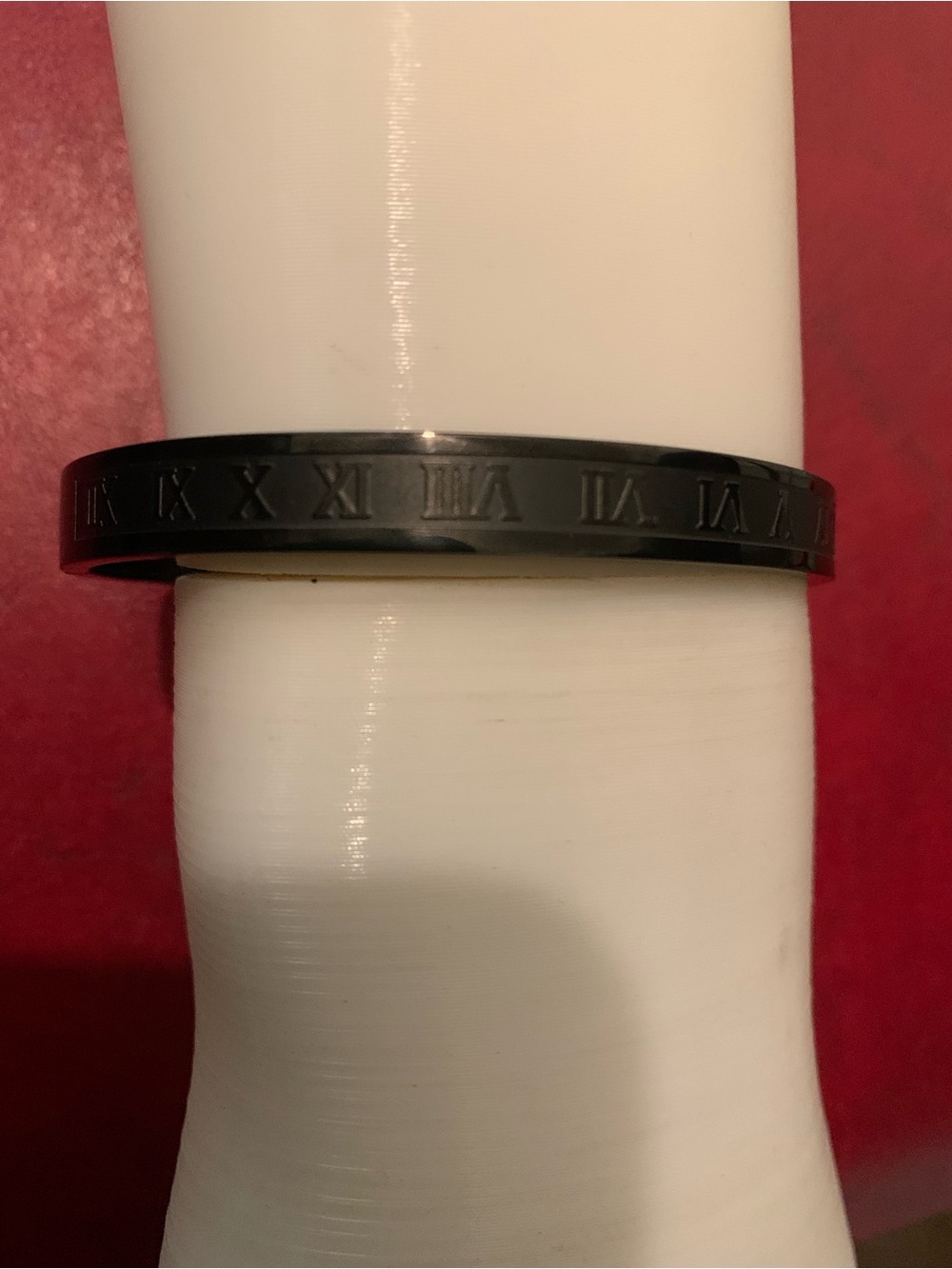 Black Roman Numeral Women Bangle Bracelet